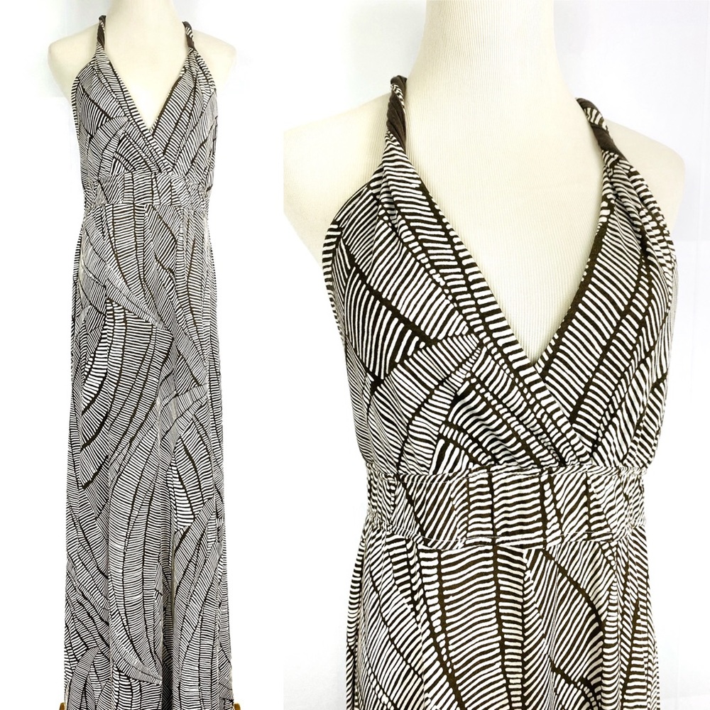 GAP Halter Tribal Print Maxi Dress White Brown